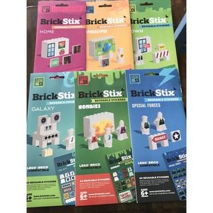 Brick Stix Reusable Stickers Lot of 6 Galaxy Zombie Apocalypse Lego Compatible